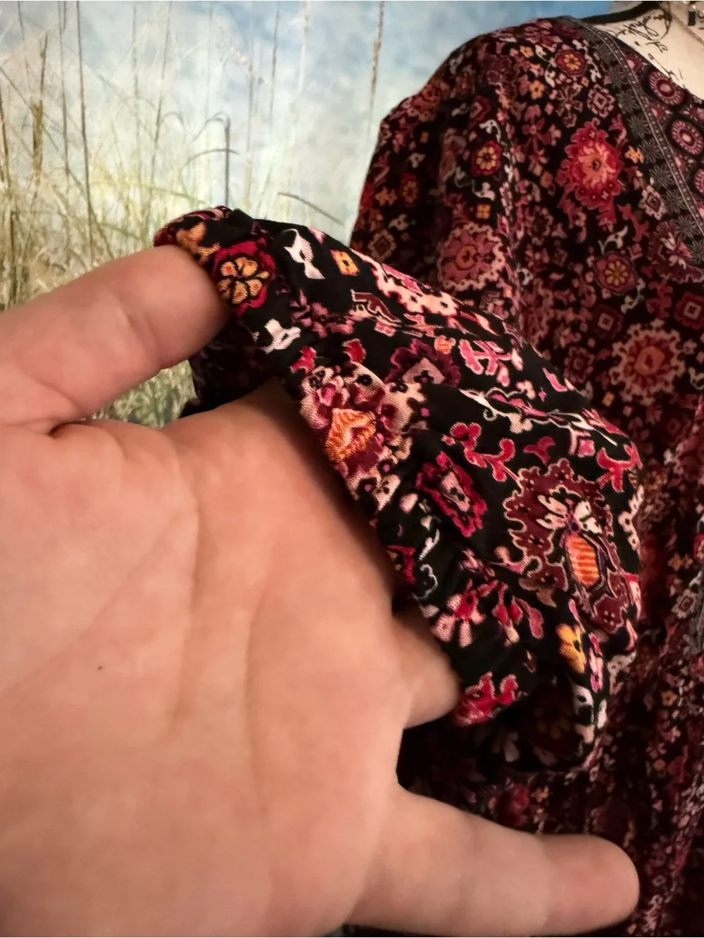 Lane Bryant Floral Boho Maxi Dress in Pink and Black